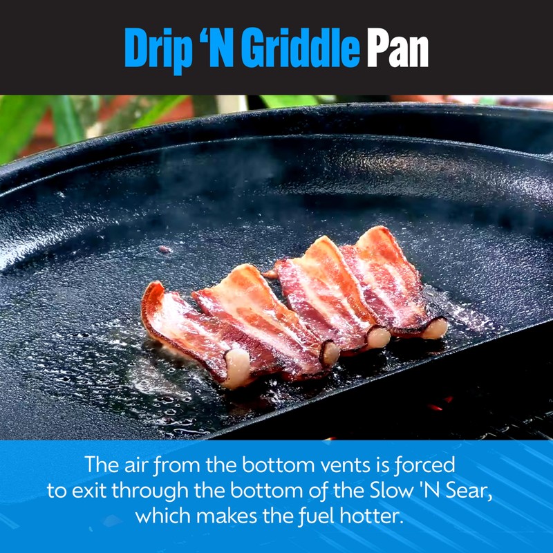SnS Grills Slow ‘N Sear Cast Iron Drip 'N Griddle