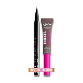 KIT NYX PROFESSIONAL MAKEUP THICK IT STICK IT, GEL DE CEJAS CON COLOR + EPIC INK, DELINEADOR LÍQUIDO NEGRO 1ML