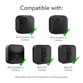 Wasserstein Solar Panel with Internal Battery - Compatible with Blink Outdoor 3/4 & Blink Outdoor 2K+ (New Model) (Black) - Camera NOT Included