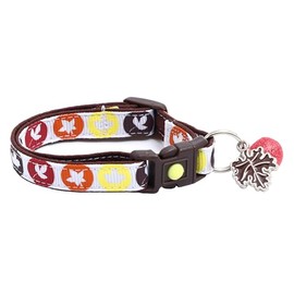Collar de gato de Acción de Gracias de otoño con campana, cuello de seguridad separable, tamaño grande ajustable o collar de gatito (puntos de hoja de otoño, S (10 libras y menos))