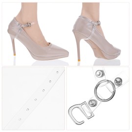 2Pcs Clear Elastic Heel Straps for High Heels, Transparent Shoe Laces for Heels, Women Detachable Shoe Laces for Anti Loose Shoelace Belt Shoes Band for All Shoes Strap Extender