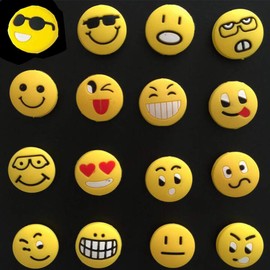 Biluer Tennis Vibration Damper, 16 Pieces, Tennis Racket Damper, Smile, Face Design, Tennis, Shock-Absorbing, Gifts for Tennis Fans