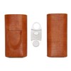 Cigar Case 3 Finger Cedar Wood Lining Portable Faux Leather