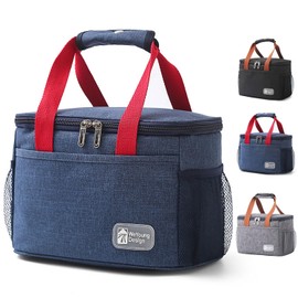 Insulated Lunch Bag for Women Men, Reusable Lunch Box Bag, Leakproof Thermal Insulation Aluminum Thickened Lunch Box, Lunch Tote Cooler Bag for Work, Picnic, School or Travel (Blue)