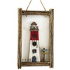 Framed Coastal Lighthouse Wall Decor Rustic Wood Hanging Rectangle Nautical