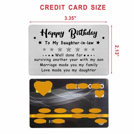 Richesele Happy Birthday Card to My Daughter-in-Law - Engraved Daughter-in-Law Birthday Gifts - Bday Present from Mother-in-Law