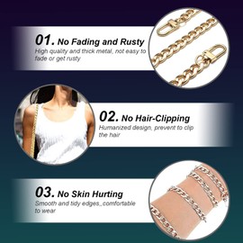 Youery Bag Chain, 2 Pieces 120 cm Comforty Bag Chain, Chain Carry Strap, Metal Shoulder Strap for Bags, Handbag Chains, Shoulder Bag, Handbag Replacement Chain (Gold and Silver)