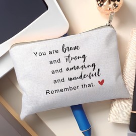 You Are Strong Brave Amazing Reminder Gift Makeup Bag Affirmation Gifts Positive Thoughtful Gifts Inspirational Gift for Daughter Travel Bag Graduation Gifts