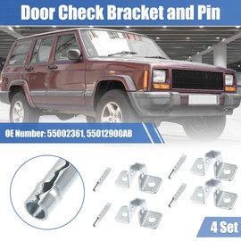 X AUTOHAUX 4 Set Door Check Bracket and Pin for Jeep Cherokee 1984-2001 55002361 4 Door Check Arm Assembly Repair Set on Driver Passenger Side Door Wear Resistant Stainless Steel