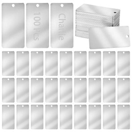 100 piezas en blanco grabado de metal, etiquetas en blanco de acero inoxidable, colgantes rectangulares de grabado, sellos de metal en blanco para lla