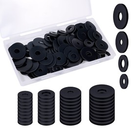 Pack of 100 Rubber Washers Assortment, 18/20/25/30 mm Flat Rubber Seals, Heavy Duty, Black Rubber Grommet, Vibration Dampening Pads for Household Appliances, Taps, Screws Bolts