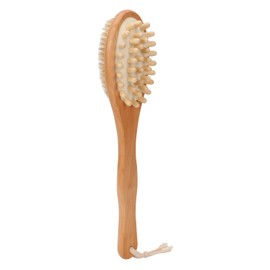 Wood Bath Brush Long Handle Soft Bristle Deep Cleansing Relieve Fatigue Double Sided Back Brush for Shower