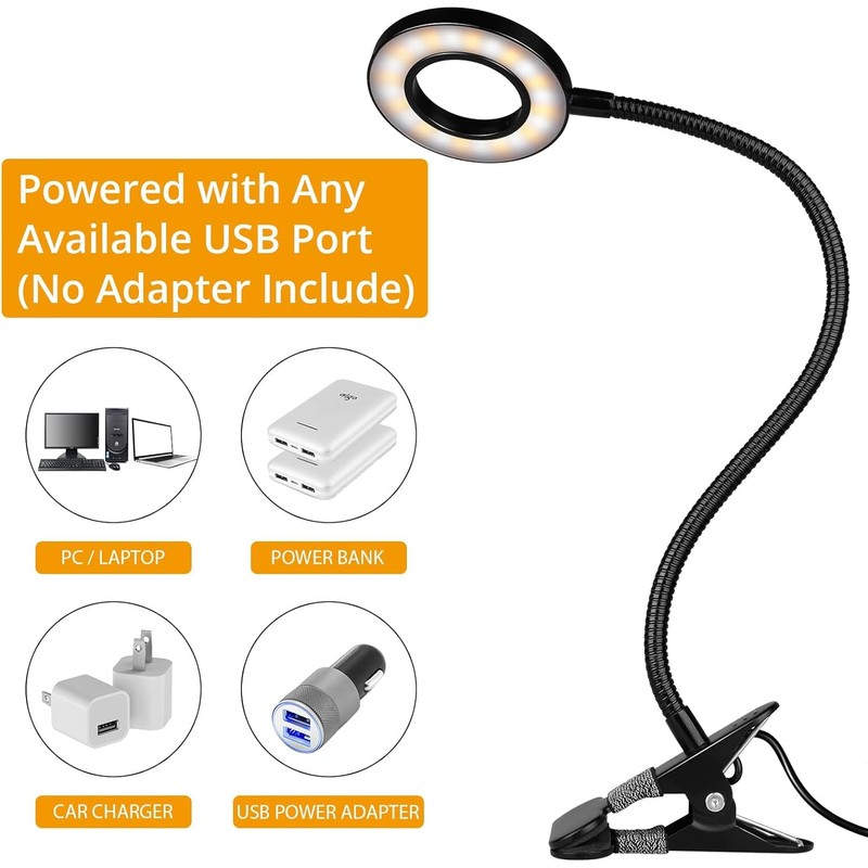 iVict Desk Lamp, Eye Protection Clip on Ring Light, 48
