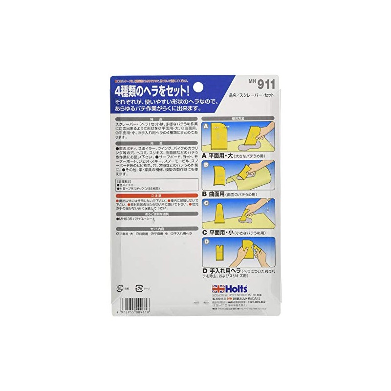 ホルツ 補修用品 パテ作業用へら スクレーパーセット Holts MH911