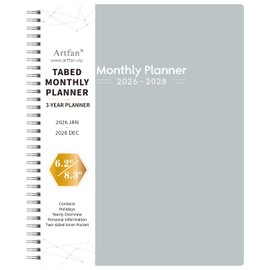2026-2028 Monthly Planner/Calendar - 3 Year Monthly Planner 2026-2028, JAN 2026 - DEC 2028(36 Months), 9" x 11", 3 Year Calendar 2026 Planner with Tabs & Pockets, Great for Long-Term Planning - Grey