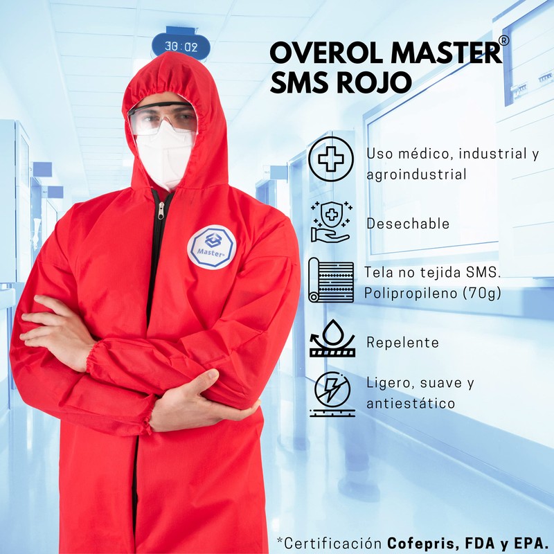 Overol Master - Overol Desechable de Protección Color Rojo (Varios