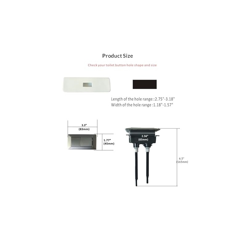 WinZo BT079GR Toilet Rectangular Push Button Universal for Dual Flush