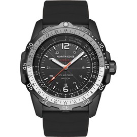 findtime Solar Powered Watches for Men 5ATM Waterproof Diving LED Men's Wristwatch for Marathon Survival Swimming Military Tactical Field Watch Black