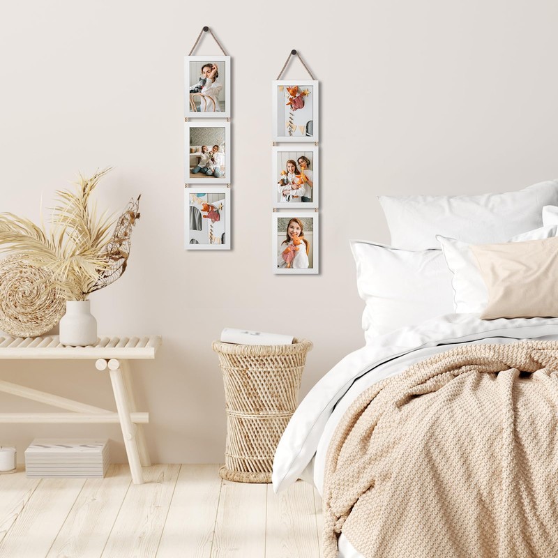 QUTREY 5x7 Collage Picture Frames White, 6 Openings Vertical 5
