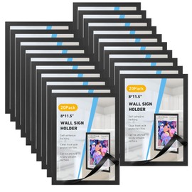 FACULX 20 Pieces Sign Holder 8 x 11.5inches, Self- Door Window Document Reusable Frames, Wall Glass Peel and Picture Frames (Black)