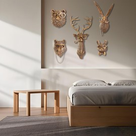 OrnaZest Animal Heads Wall Decor, Animal Sculptures Wall Decor, Faux Deer Head Mount, Resin Animal Head Wall Hanging Decoration for Living Room Bedroom Kitchen Gift,RAT