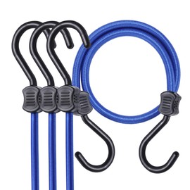 Yuxh Large Hook Bungee Cords 27",Universal Length for 24"-30" Bungee Cords with Hooks,4 Pcs Blue