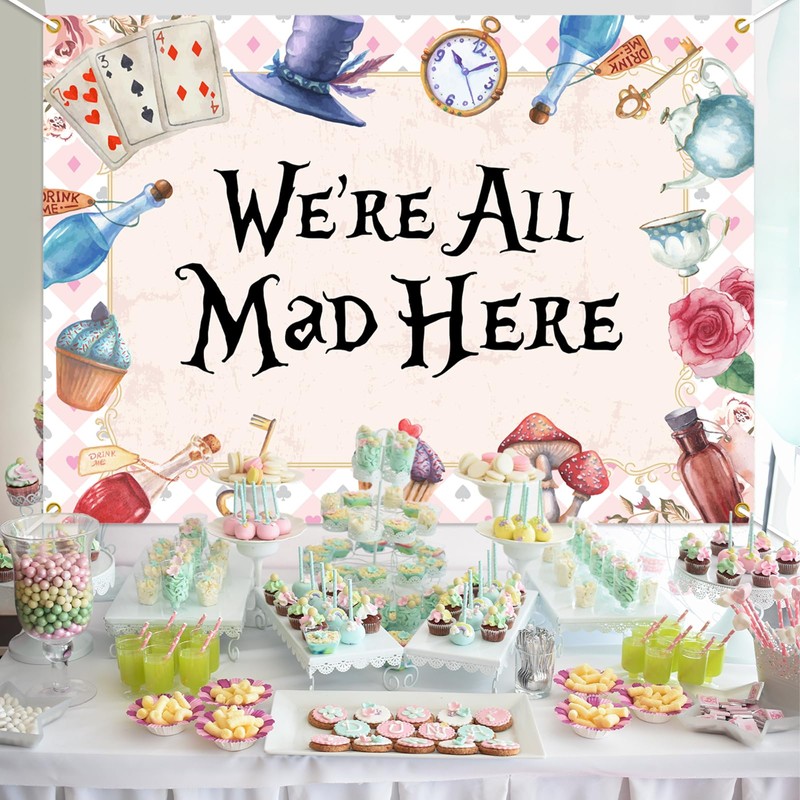We’re All Mad Here Backdrop - Afternoon Tea Party Decor,