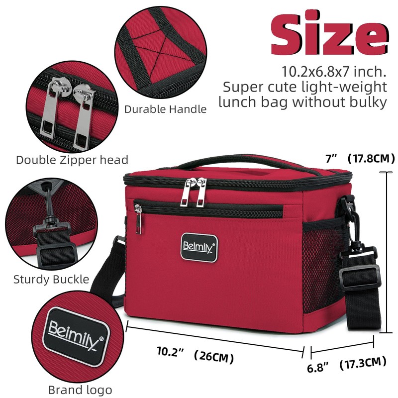 BEIMILY Lunch Box for Men/Women,Small Insulated Lunch Bag,Reusable LunchBox for