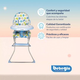 Bebeglo Silla De Comer Para Bebé Portátil Dos Bandejas Azul Color Azul con amarillo