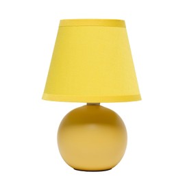Simple Designs LT1196-YLW 8.66" Chic Little Globe Ceramic Table Lamp with Matching Tapered Shade, for Living Room, Bedroom, Office, Yellow