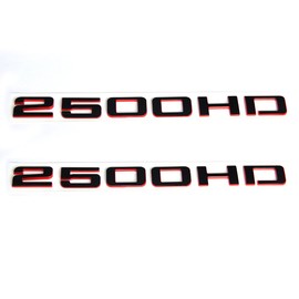 2pack OEM 2500HD Letter Nameplate Emblems 2500 HD Badge Replacement for Silverado Sierra Glossy (2007-2018 Redline)