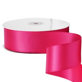 LIUYAXI Double Faced Hot Pink Satin Ribbon, 2" X Continuous 50 Yards, Ribbons Perfect for Gift Wrapping Bows Bouquet Wedding Decor DIY Craft and More