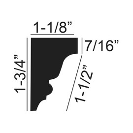 Outwater 1-1/8 inch x 1-3/4 inch x 96 inch Recycled Polystyrene Solid Crown Moulding Pro Pack (78 Feet, 10 Pack)