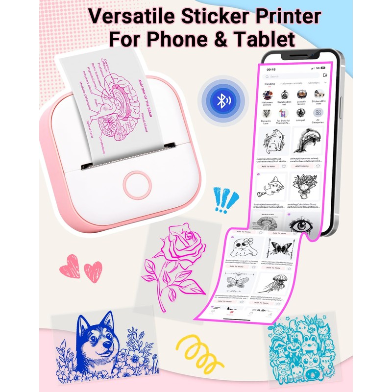 Memoking T02 Mini Printer - Print Pods Sticker Printer Portable