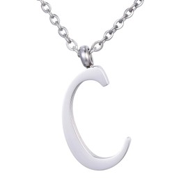 Morella Ladies' Necklace with Letter Pendant, Stainless Steel Silver in Gift Bag, Stainless Steel