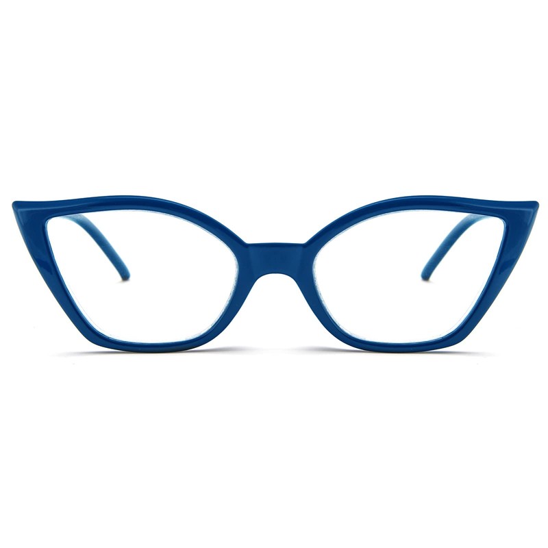 Kodilin Lesebrille für Damen, Anti-Licht, blaues Katzenauge, PC-Brille mit Federscharnier,