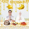 2Pcs Ramadan Table Cloth for Eid Tablecloths Party,130*220cm White Gold