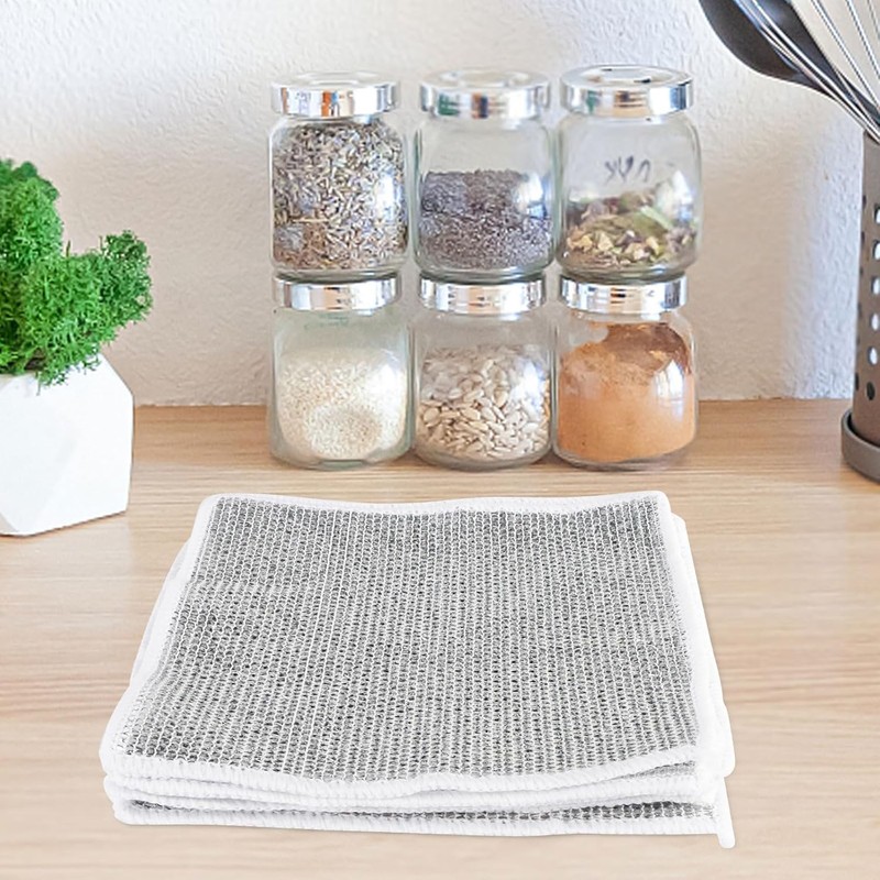 Steel Wool Dishwashing Rag Dish Scrubber for Wet and Dry