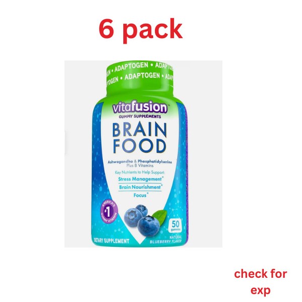 Vitafusion Brain Food Gummy Supplement, Blueberry 50Ct Stress & Brain,