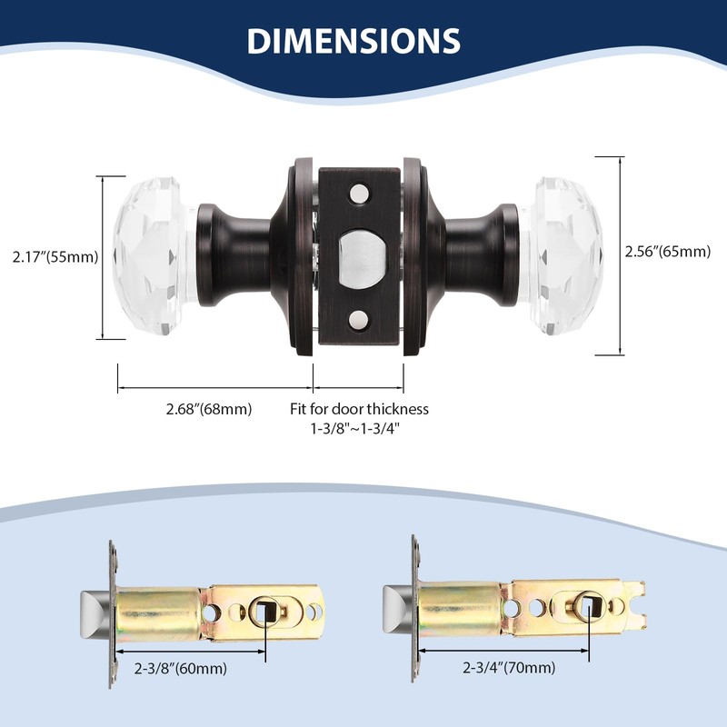 5 Pack Orger Glass Door Knobs for Hallway and Closet,