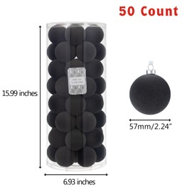 Every Day is Christmas Velvet 50ct 57cm/2.24" Christmas Ornaments, Shatterproof Christmas Tree Ornament Set, Flocking Ball Decorations (Velvet Grey)