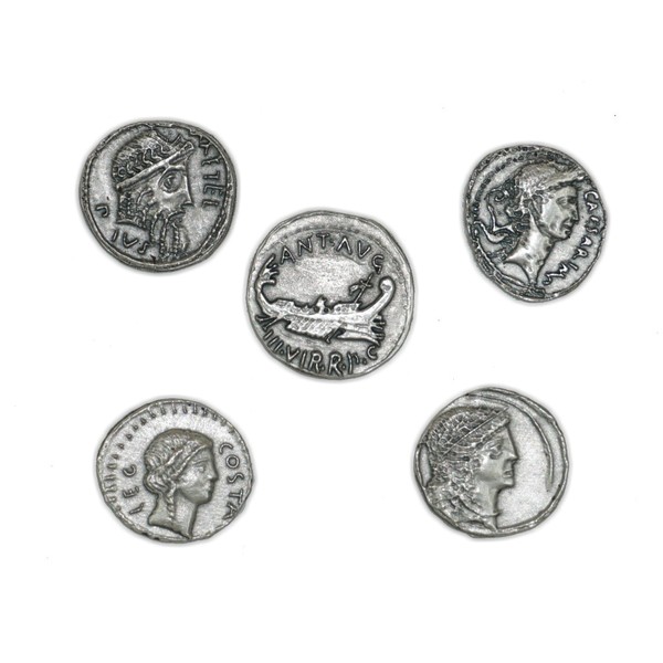 Ancient Roman Coins from the Gaius Julius Caesar Period Silver-Plated