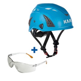 Kask Plasma AQ Industrial Climbing Helmet and Protection – (Royal Blue) | Includes Protective Glasses (Transparent)