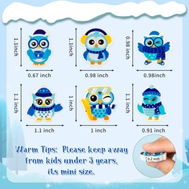 Haooryx Christmas Winter Owl Erasers - 60pcs Cute Owl Mini Erasers Bulk Kids Novelty Winter Owl Pencil Erasers Cartoon Animals Desk Pet Student Homework Rewards Classroom Prizes Holiday Party Gifts