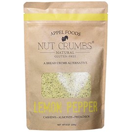 Appel Foods - Nut Crumbs - Bread Crumb Alternative - Gluten Free - Sugar Free - Low Carb - Low Sodium - Raw, Premium Nuts - (Lemon Pepper)