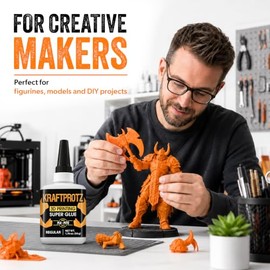 ARKA - Kraftprotz Impresión 3D 50 g Super Pegamento Extra Fuerte Ideal para pegar PLA, ABS, PETG y TPU Incluye Punta Especial para Evitar Secado Líquido Super Pegamento