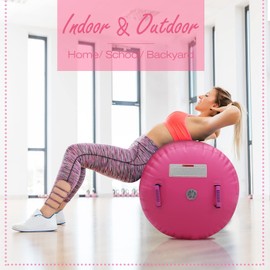 Air Roller Gymnastics Barrel Inflatable Tumbling Roller Air Mat Octagon Mat with Electric Air Pump for Backhandspring Training Cheerleading Home Use