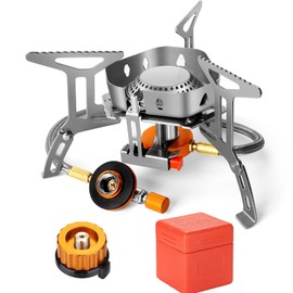 Odoland 3500W Windproof Camping Gas Stove Portable Collapsible Outdoor Camping Stove with Piezo Ignition Backpacking Stove for Outdoor Cooking Hiking Picnic and Trekking