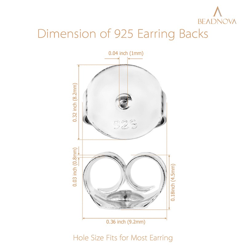 BEADNOVA 925 Sterling Silver Earring Backs Replacements Earring Backings Locking