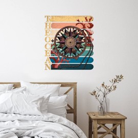 Nautical Beach Ocean Theme Underwater Anchor Teen Room Home Decor Words Letter Stickers Sea Animal Turtle Octopus Crab Removable Wall Decal for Refrigerator Classroom Bathroom Cups Vinyl 22in